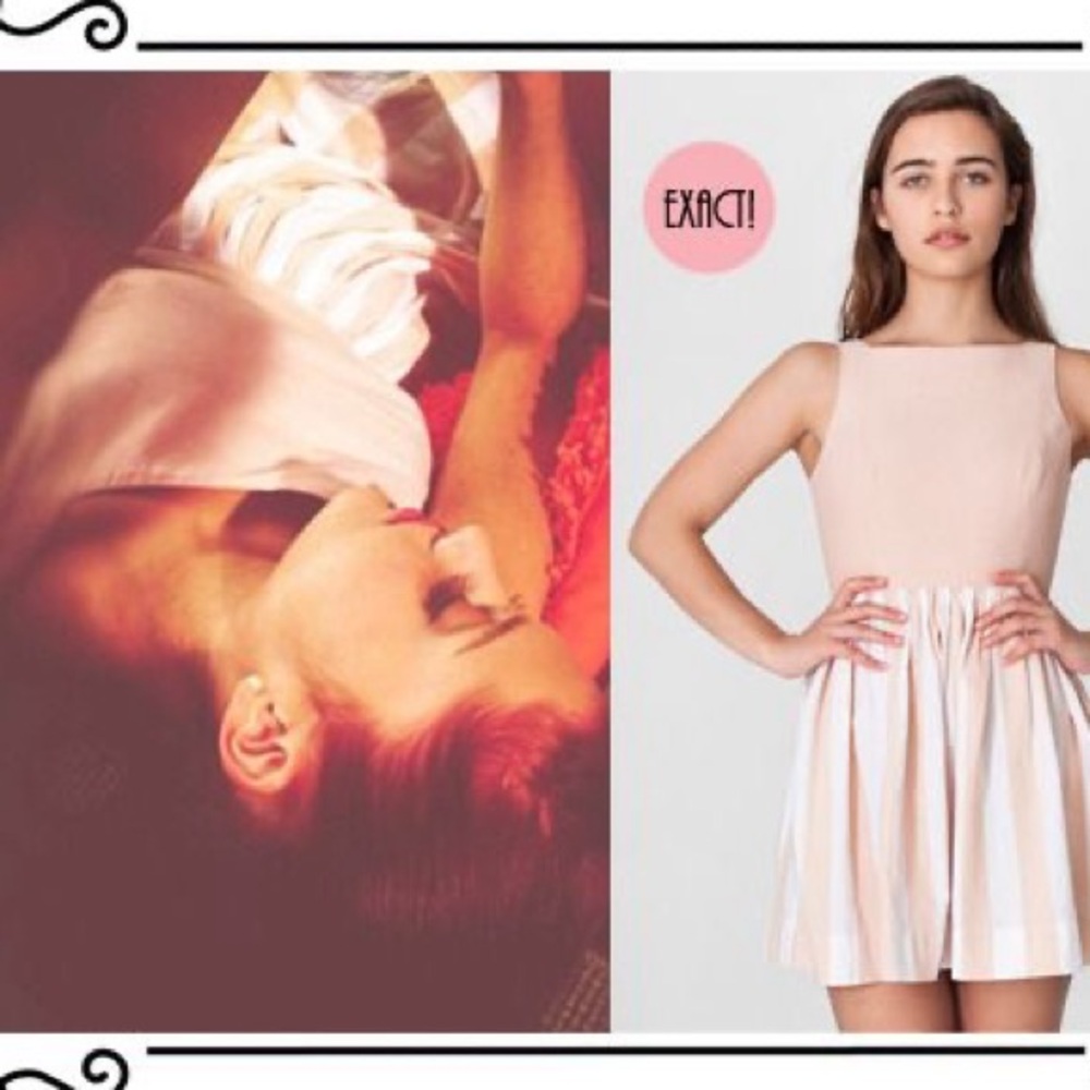 american apparel cream stripe button dress